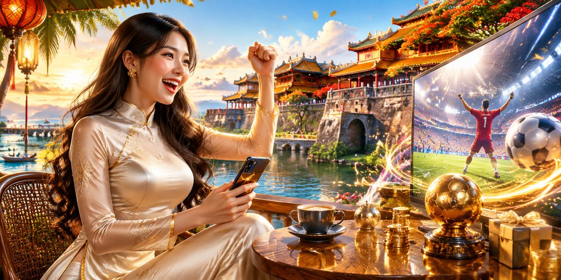 Khung cảnh Huế với áo dài minh họa thói quen đọc thông tin cá cược